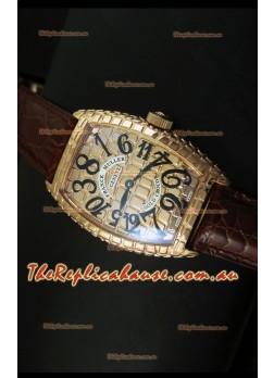 Franck Muller Casablanca Gold Croco Timepiece in Gold Case