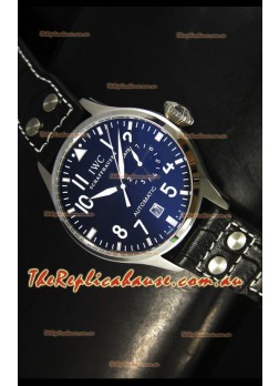 IWC Big Pilot Swiss Replica Steel Watch in Black Dial - Updated Case Version