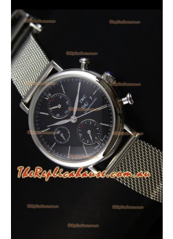 IWC Portofino Chronograph Swiss Watch in Mesh Strap Black Dial 