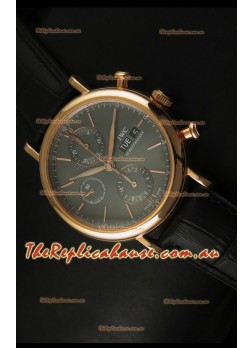 IWC Portofino Chronograph Swiss Timepiece in Rose Gold Case Grey Dial