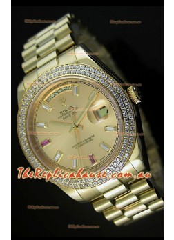 Rolex Day Date II 41MM Swiss Replica Watch - Gold Dial - 1:1 Mirror Replica Watch 