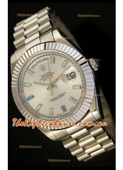 Rolex Day Date II 41MM Swiss Replica Watch - Steel Dial - 1:1 Mirror Replica Watch 