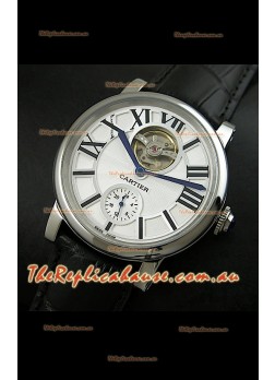 Ballon De Cartier Flying Tourbillon Japanese Replica Watch - Black Strap