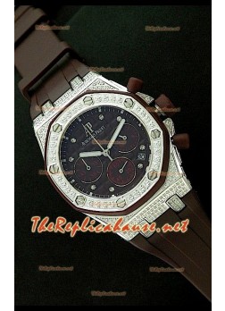Audemars Piguet Royal Oak Ladies Chronograph Brown Dial Steel Watch