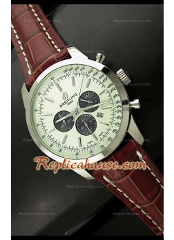 Breitling Transocean Japanese Quartz Watch in White Dial