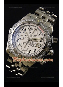 Breitling Chronomat Evolution Swiss Replica Watch with Diamonds Bezel