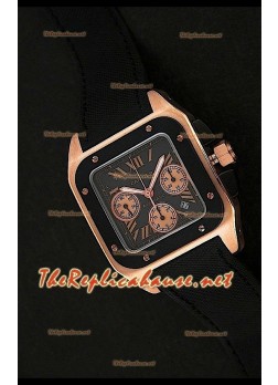 Cartier Santos 100 XL Chronograph Rose Gold Swiss Watch