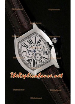 Cartier Tortue Chronograph Japanese Quartz Watch in White Dial