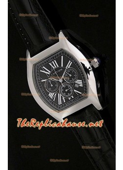 Cartier Tortue Chronograph Japanese Quartz Watch in Black Dial