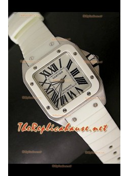 Cartier Santos 100 Swiss Ladies Automatic Watch in White - 33MM
