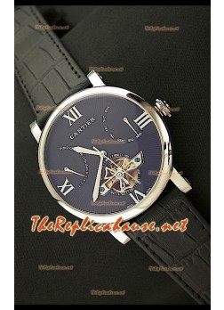 Cartier Tourbllon Japanese Replica Watch in Black Dial