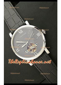 Cartier Tourbllon Japanese Replica Watch in Grey Dial