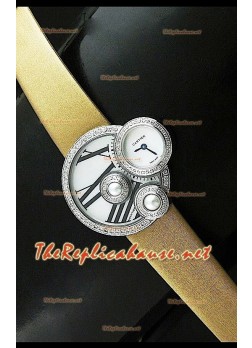 Perles de Cartier Swiss Ladies Watch in Stainless Steel Gold Strap