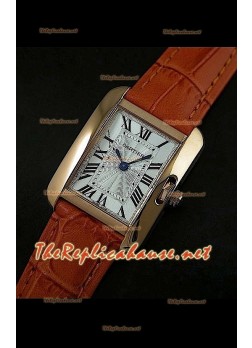 Cartier Tank Francaise Ladies Watch Brown Strap Gold Case