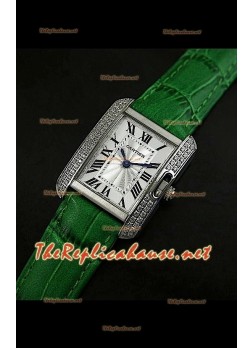 Cartier Tank Francaise Ladies Watch Diamonds Bezel Steel Case