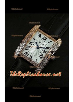 Cartier Tank Francaise Ladies Watch Diamonds Bezel Gold Case