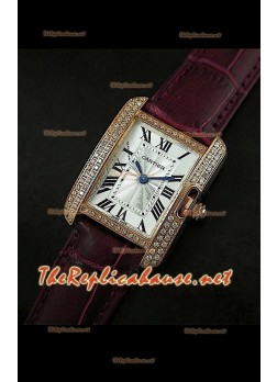 Cartier Tank Francaise Ladies Watch Diamonds Bezel Gold Case
