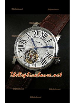 Cartier Calibre Japanese Tourbillon Brown Strap Watch