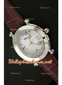 Chopard Happy Sport Ladies Japanese Watch in Brown Leather Strap