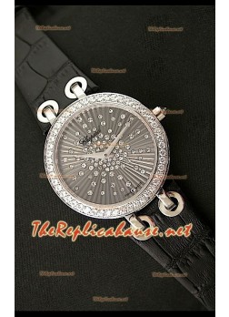 Chopard Xtraveganza Ladies Watch with Diamonds Studded Casing Black Strap