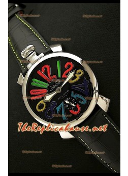 GaGa Milano Manuale Watch in Steel - 48MM - Black Dial