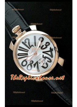 GaGa Milano Manuale Watch in Pink Gold Casing - Black Numerals