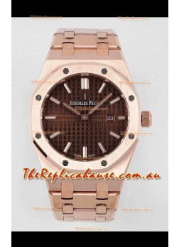 Audemars Piguet Royal Oak 33MM Rose Gold Brown Dial 1:1 Mirror Replica Watch