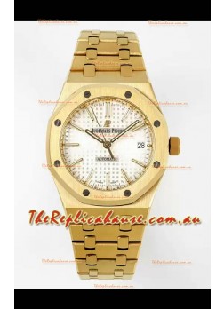 Audemars Piguet Royal Oak 37MM White Dial Yellow Gold Watch in 3120 Movement - 1:1 Mirror Replica