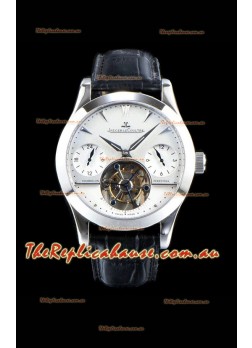 Jaeger LeCoultre Perpetual Tourbillon 904L Steel Case White Dial Swiss Replica Timepiece 