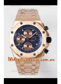 Audemars Piguet Royal Oak Offshore Blue Dial Chronograph 1:1 Mirror Replica Watch - Rose Gold 