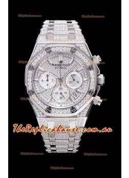 Audemars Piguet Royal Oak Chronograph 41MM Swiss Quartz Watch with Diamonds Embedded Casing in Steel Casing