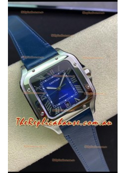 Santos De Cartier Stainless Steel Casing 1:1 Mirror Swiss Replica Watch Blue Dial 40MM