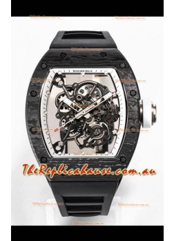 Richard Mille RM055 Black Carbon Casing 1:1 Mirror Replica Watch in Black Strap
