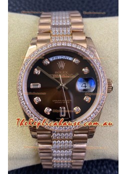 Rolex Day Date Presidential M128345rbr-0041 18K Rose Gold Watch 36MM - Brown Dial 1:1 Mirror Quality