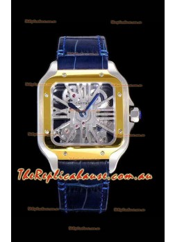 Cartier Santos DUMONT Skeleton Timepiece in Two Tone Bezel Swiss Replica Timepiece