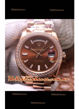 Rolex Day Date Presidential 904L Steel Rose Gold 40MM - Brown Dial 1:1 Mirror Quality Watch