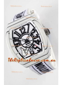 Franck Muller "Fr2nck" Vanguard Rabbit Edition Swiss Replica Watch in White Carbon Casing 