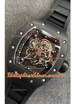 Richard Mille RM055 Ceramic Casing 1:1 Mirror Replica Watch in Black Strap 