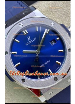 Hublot Classic Fusion 1:1 Mirror Replica Swiss Watch in 904L Steel Casing Blue Dial 42MM