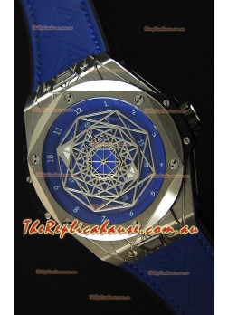 Hublot Big Bang Sang Bleu 45MM Stainless Steel Blue Dial  Swiss Replica Watch 