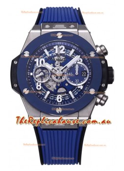 Hublot Big Bang Unico Blue Stainless Steel Casing 1:1 Mirror Edition Swiss Replica Watch