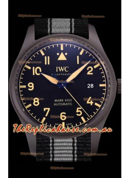IWC Pilot's MARK XVIII Heritage 1:1 Swiss Timepiece 904L Steel Casing Black Matte Finishing