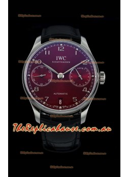 IWC Portugieser Swiss IW500714 1:1 Mirror 904L Steel Timepiece Burgundy Dial Timepiece 