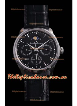 Jaeger LeCoultre Master Ultra Thin Perpetual Swiss Replica Watch in Black Dial 