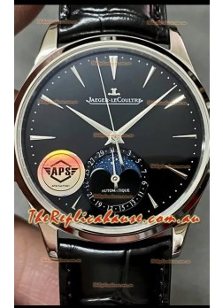 Jaeger LeCoultre Master Ultra Thin Moon Black Dial  904L Steel 1:1 Mirror Replica Watch