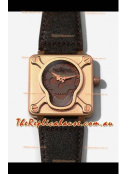 Bell & Ross BR0192 Skull Edition Bronze Casing GREY Skull on Brown Layer Swiss Replica Watch 