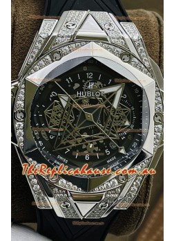 Hublot Big Bang UNICO Sang Bleu II Stainless Steel Diamonds 1:1 Mirror Quality Swiss Replica Watch 