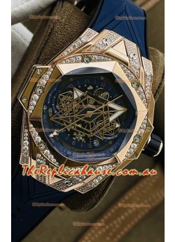 Hublot Big Bang UNICO Sang Bleu II Rose Gold Diamonds 1:1 Mirror Quality Swiss Replica Watch 
