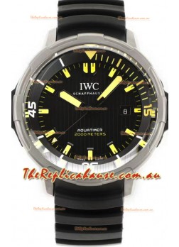 IWC Aquatimer IW358001 1:1 Titanium Mirror Swiss Replica Watch in Black Dial Rubber Strap