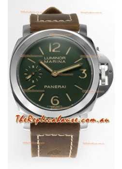 Panerai Luminor Marina 8 Days PAM00911 Green Dial 1:1 Mirror Quality - 904L Steel in Leather Strap